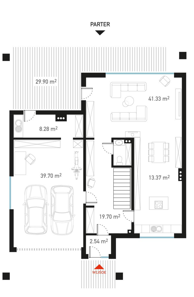 Plan parteru - Domy Brizo 5 inwestycja w Mechelinkach