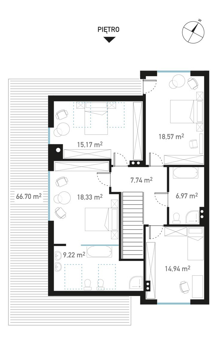Plan piętra - Domy Brizo 5 inwestycja w Mechelinkach