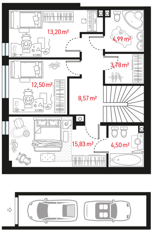 Plan piętra - Dragonów D1