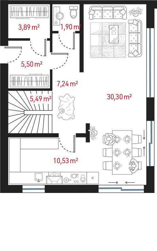 Plan parteru - Dragonów E1