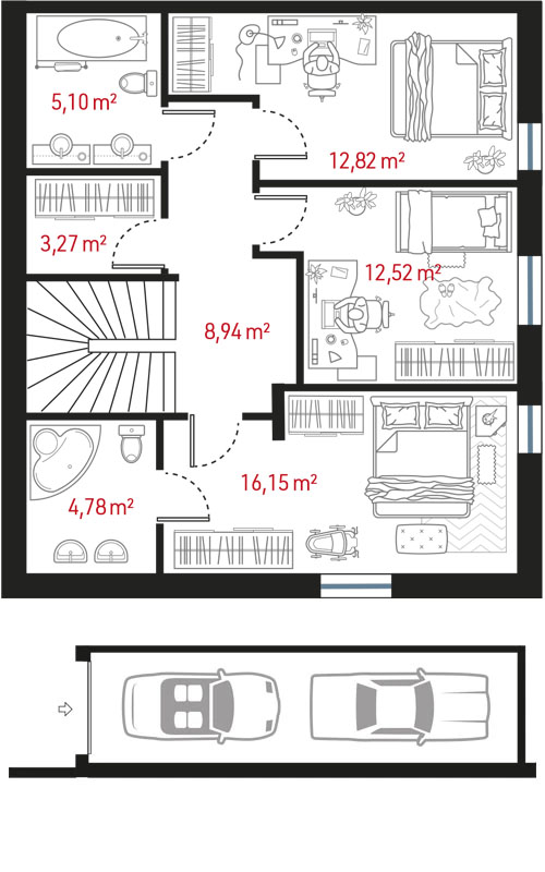 Plan piętra - Dragonów E1